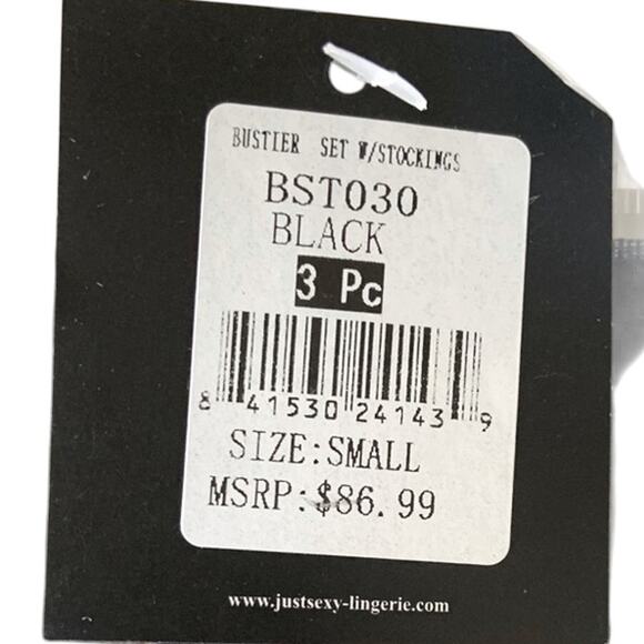 Just Sexy Lingerie Bow Bustier Set with Stockings Small NEW WITH TAGS Retail $87 - Picture 6 of 13